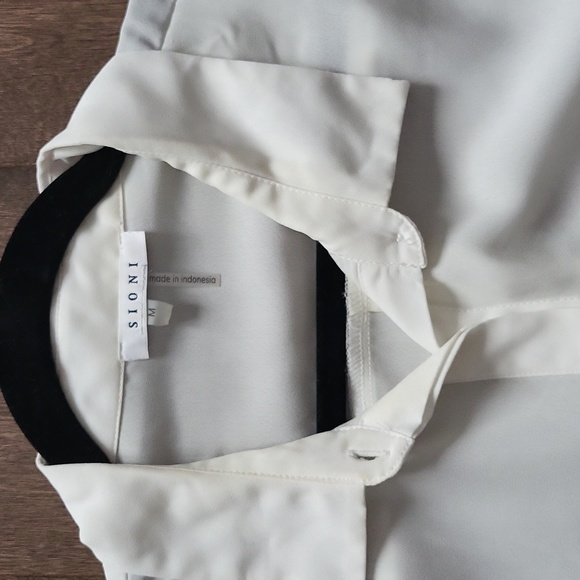 Blouse white cream shirt classic sioni medium - Picture 2 of 5